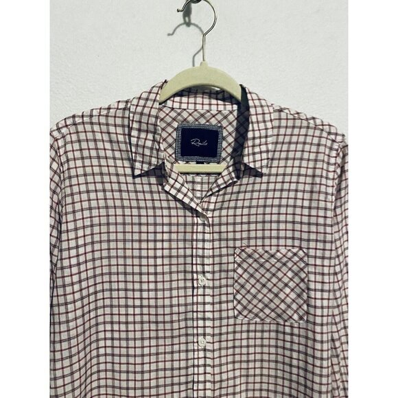 Rails Top Womens Small Red Plaid Button Up Long Sleeve Lightweight Boho - Picture 2 of 7